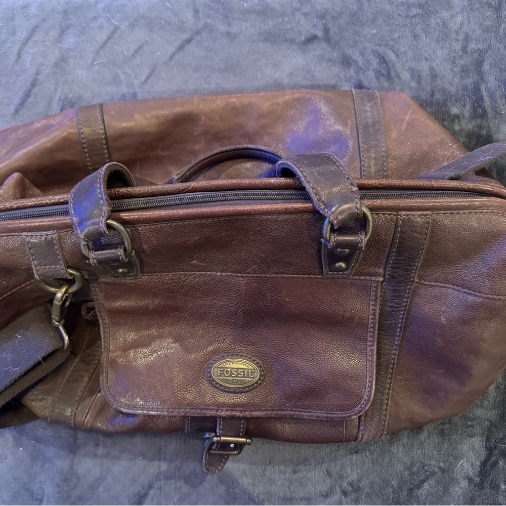 Fossil Dark Brown Leather Duffel Bag